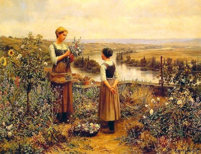 Daniel Ridgway Knight Picking Flowers